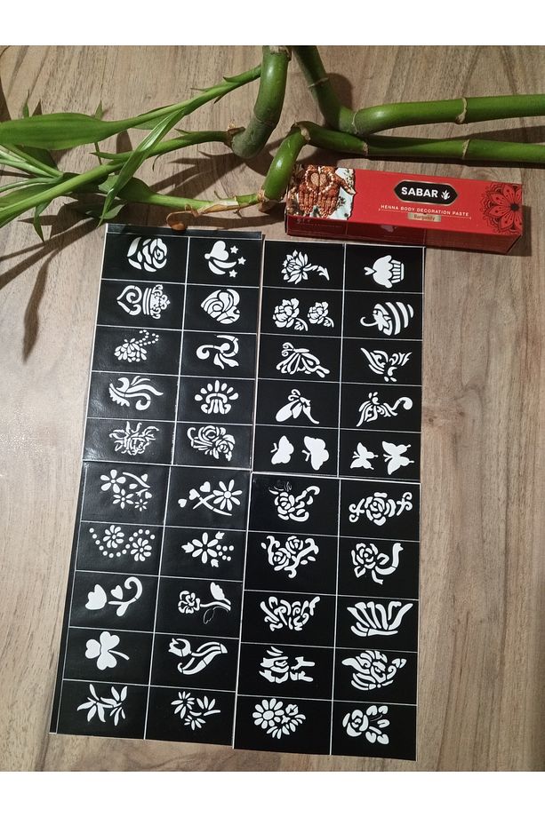 Marka  Hint Kınası ve 1Adet şablon ( görselde olan şablon ) - 1