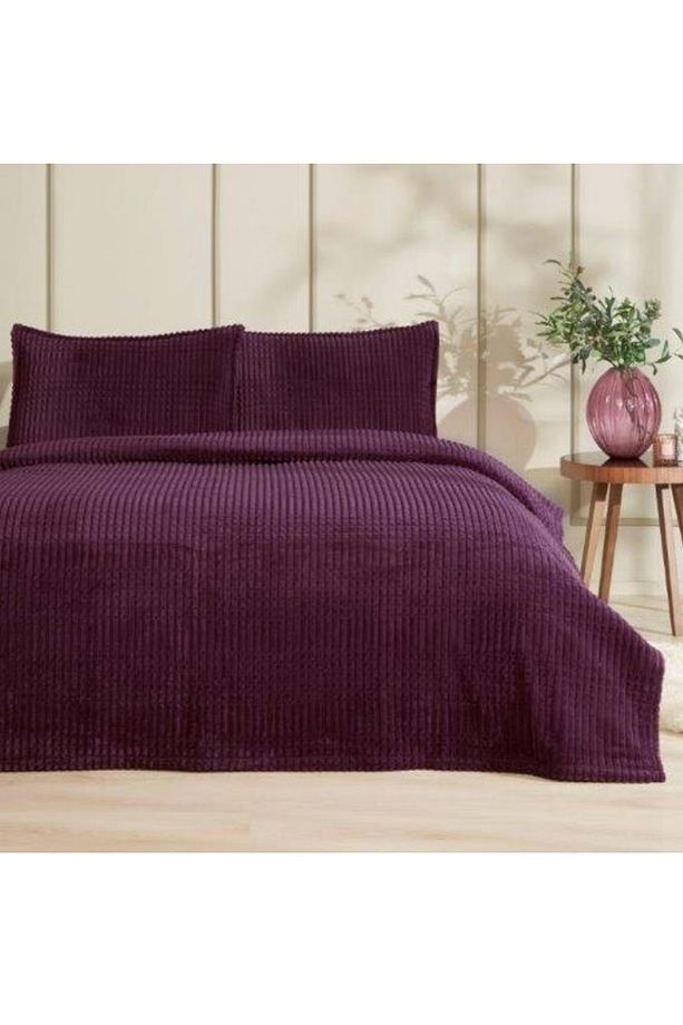 Özdilek Modern Line Tek Kişilik Battaniye Seti (150x220)-Piramit Mürdüm - 2