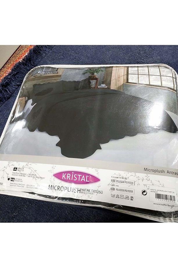 Microplush Çift Kişilik Yatak Örtüsü (260X240)-antrasit - 2