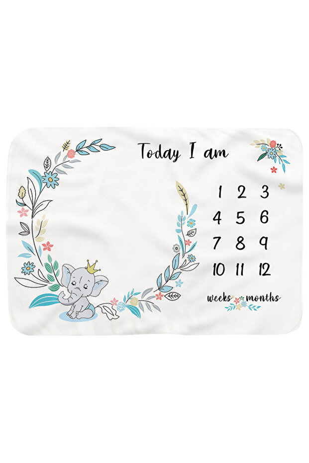 Fleece Milestone Blanket - Elephant