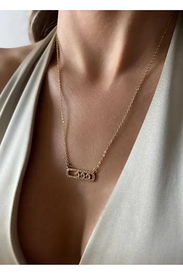 Çelik mini taş detaylı kolye - 1