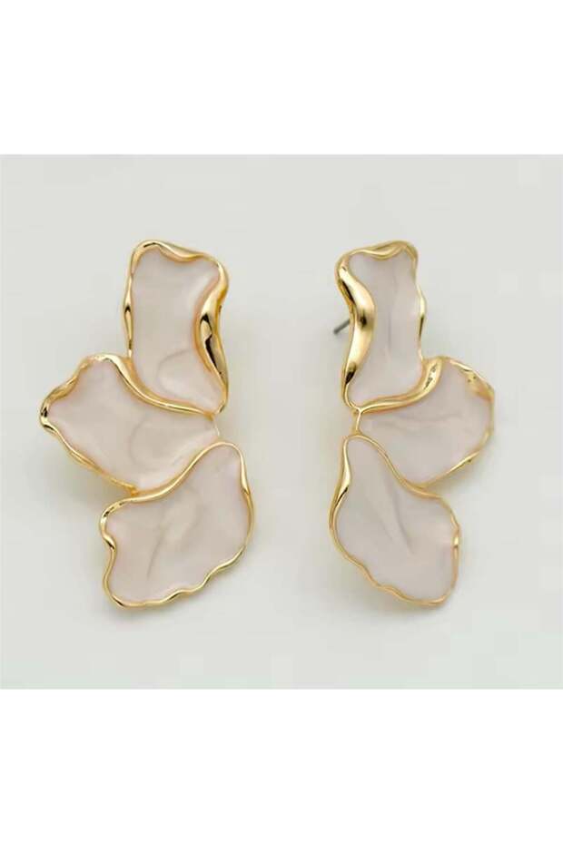 Cream Enamel Leaf Earrings
