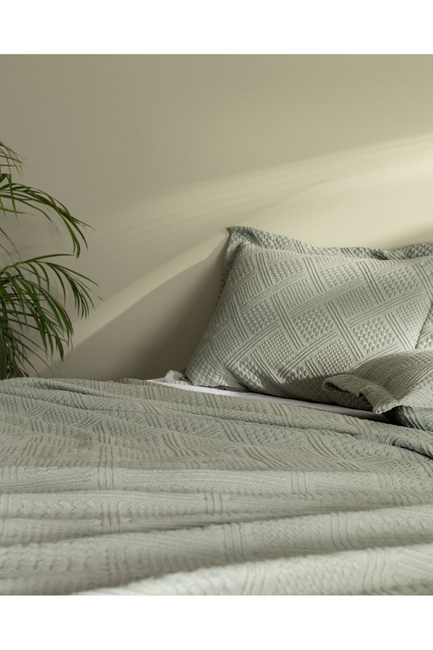 Triangle King Size %100 Pamuk Yatak Örtüsü - Haki - 2