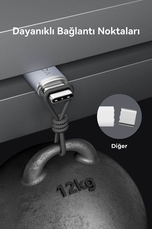C2048 Powerlink Rugg 60w Usb To Type-c Şarj Kablosu 1.8m 3a- Gri - 6