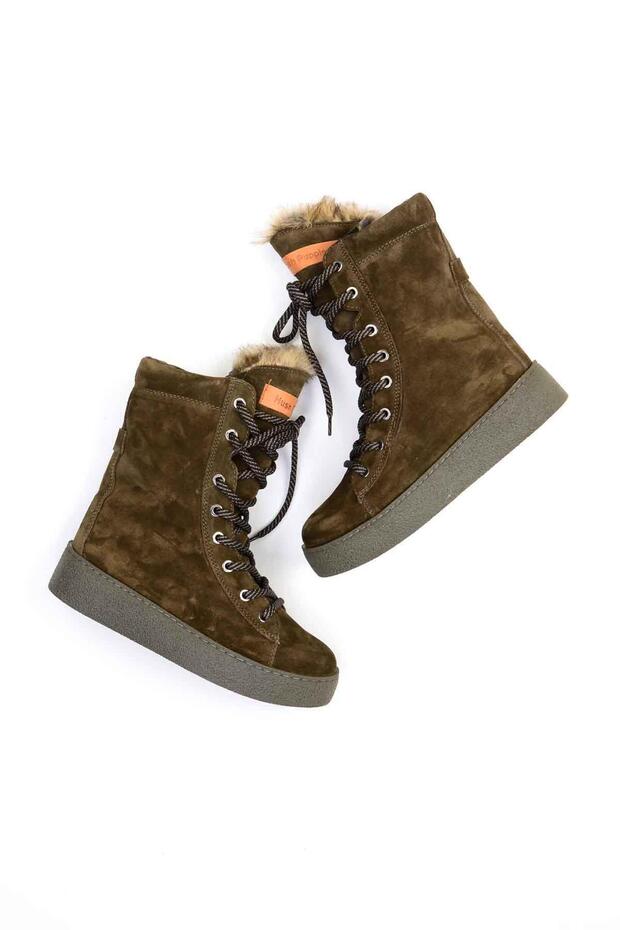 Olive Hakiki Deri Kadın Bot & Bootie G0897180102 - 2