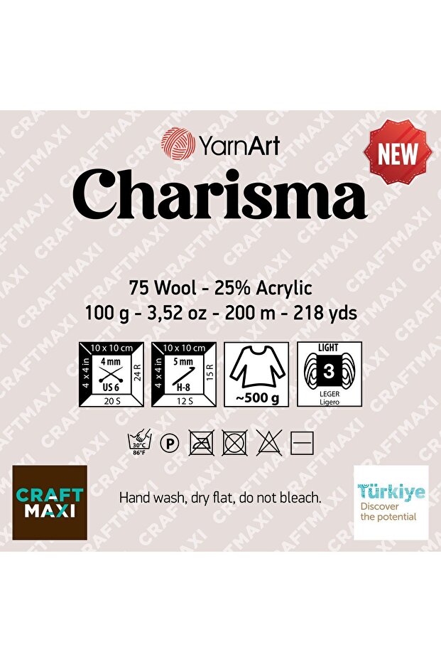 Charısma - خيط محبوك يدويًا أنثراسايت-359 - 2