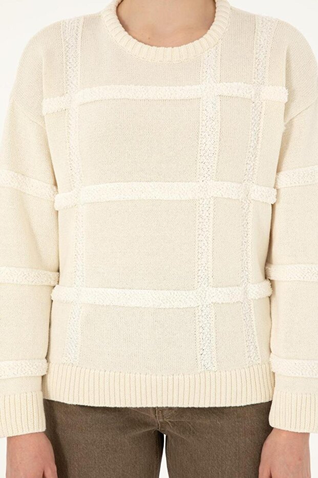 Bisiklet Yaka Yumuşak Doku Şık Kadın Kazak - 6