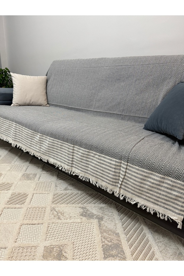 Eco-Friendly Non-Removable Buldan Diaper Cotton Sofa Cover Sofa Bed Cover 170X220 Cm. Dark Gray