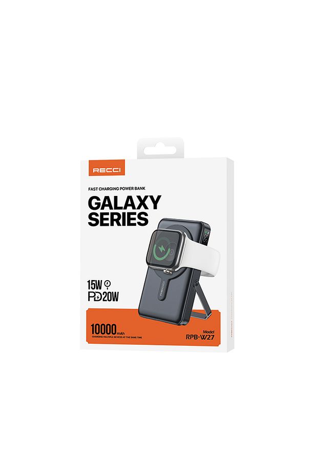 RPB-W27 Galaxy Serisi Magsafe uyumlu Type-C ve Lightning Kablolu Powerbank 20W 10.000mAh Siyah - 5