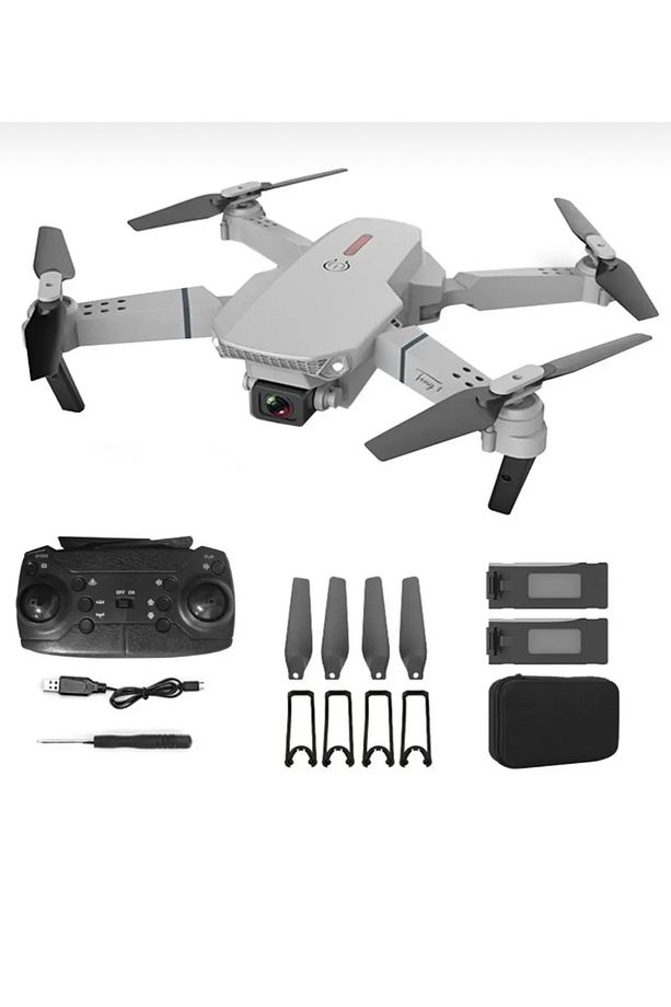 E88 Pro Çift Kameralı Drone Led Işıklı Wi-Fi App Ve Uzaktan Kumanda Kontrollü Katlanabilir Şarjlı - 3