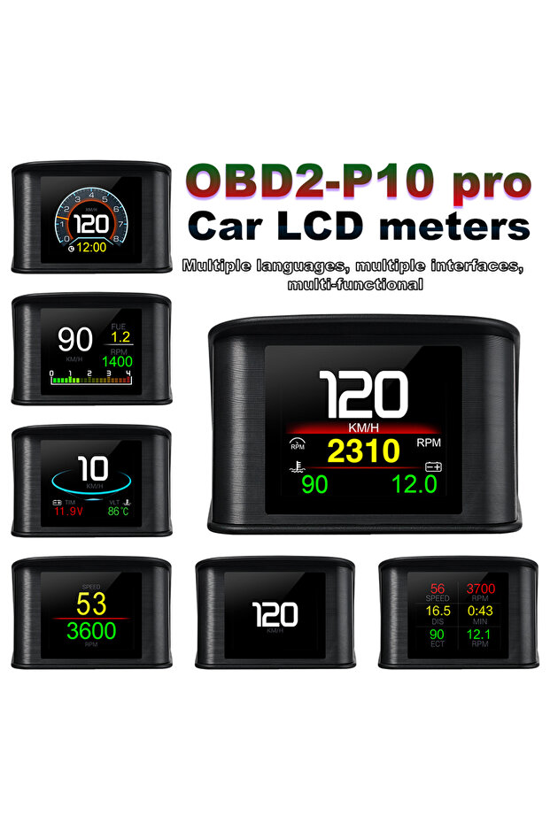 P10 Pro Head Up Display On-board Computer Car Digital OBD2 Mileage OBD Driving Computer Display S... - 2