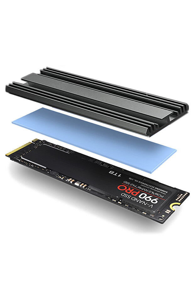 مشتت حراري من الألومنيوم لقرص الحالة الصلبة M.2 SSD بسمك 5 مم من GY TEUCER M2 2280 مع سيليكون حراري