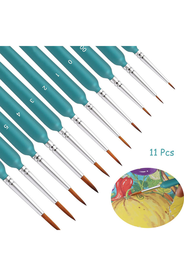 green 11/22pcs Miniature Paint Brushes Art Painting Brushes Weasel Hair Paint Brush Gouache Watercol