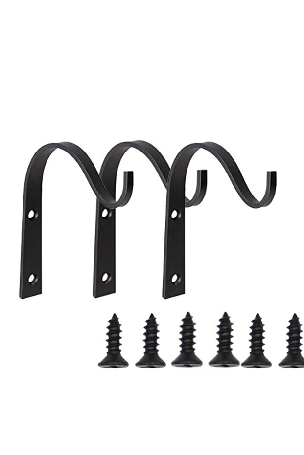 3pcs 3/6Pcs J-Shape Wall Hook Metal Flower Pot Hanging Iron Hook Fixing Outdoor for Garden Wall Bask