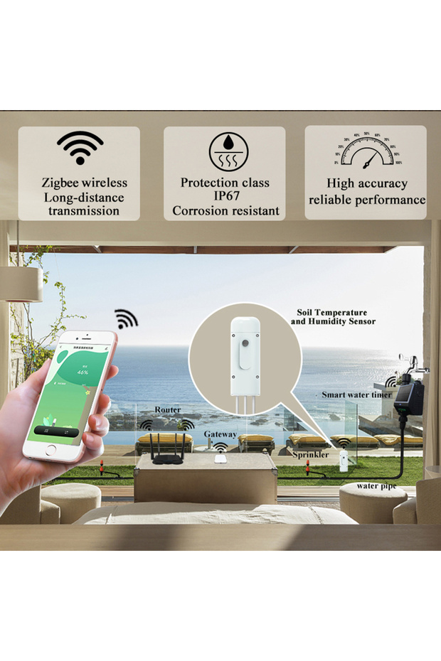 Haozee Tuya Smart Zigbee Soil Tester Temperature and Humidity Meter Waterproof Moisture Garden I... - 6