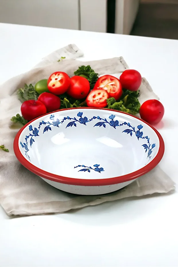 20 Cm Emaye Kase Tabak, Çukur Tabak, Salata Tabak, Cips Tabak - 4