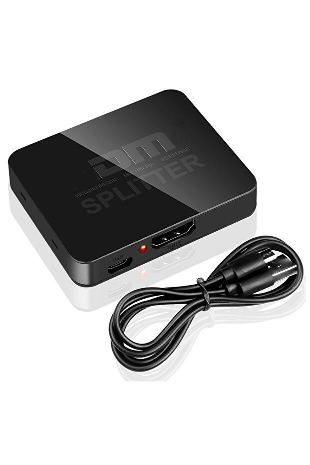 مفتاح تقسيم 1x2 متوافق مع HDMI بدقة 4K باللون الأسود، موزع فيديو 1 في 2 مخرج، مكبر صوت، شاشة مزدوجة
