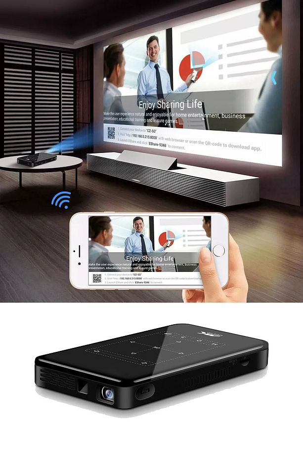 4K Mini Taşınabilir Projeksiyon Android Bluetooth HDMI Hafıza Kartı ve Tripod Hediyeli Projektör - 7