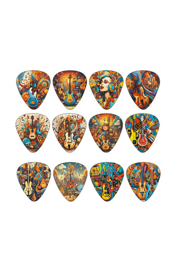 0.46mm Musical elements New 0.46/0.71/1.0Mm 12pcs/set Guitar Paddles Cartoon Couples Acoustic Guitar