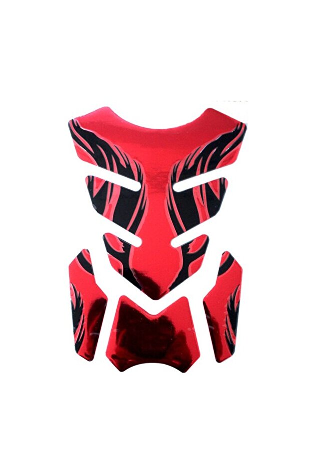 Red 1pc Motorcycle Tankpad Sticker Fishbone 3D Tank Pad Stickers Oil Gas Protector Cover Decoration
