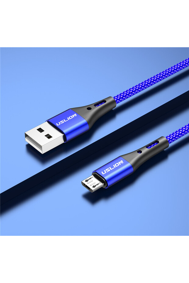 كابل شحن سريع من نوع 3M Blue USLION 3A Micro USB للهواتف المحمولة التي تعمل بنظام Android...
