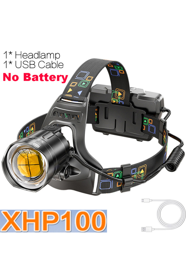 No Battery Powerful XHP100 Led Headlamp Zoomable USB Rechargeable High Power Headlight Waterproof Ou