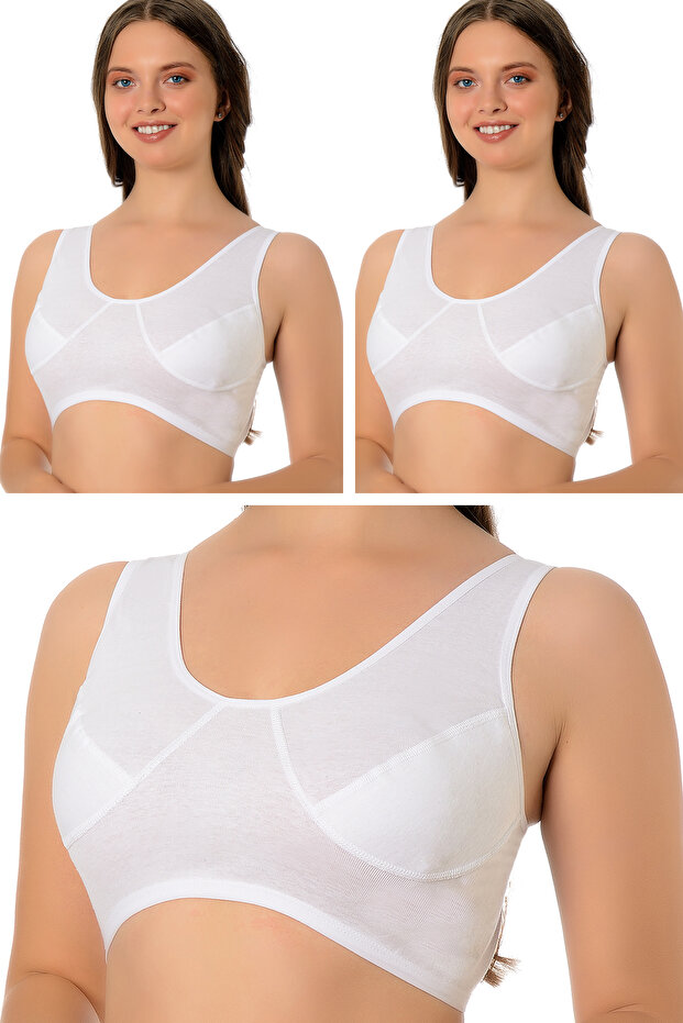 Set of 3 100% Cotton Combed Cotton Half Tank Bras 3004 - Unlined, Flexible and Soft Half Tank Bras