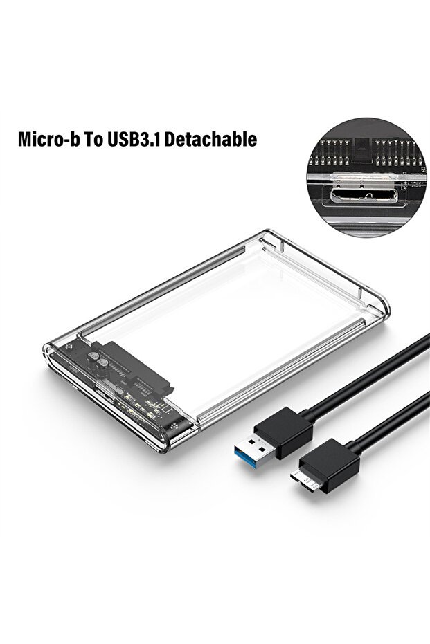 DZK0230N1 Transparent External Hard Drive Case 2.5 Inch HDD SSD Case Micro-b To USB3.1 4TB Drive Hou - 1