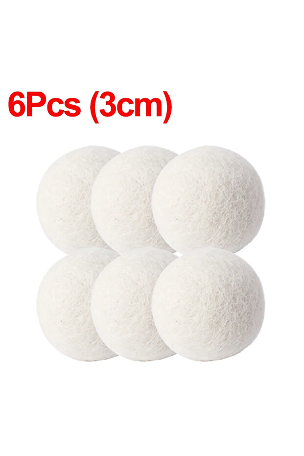 6pcs (3cm) 6Pcs Reusable Wool Dryer Balls Clothes Softener Laundry Fleece Dryer Ball Kit Home Clothe