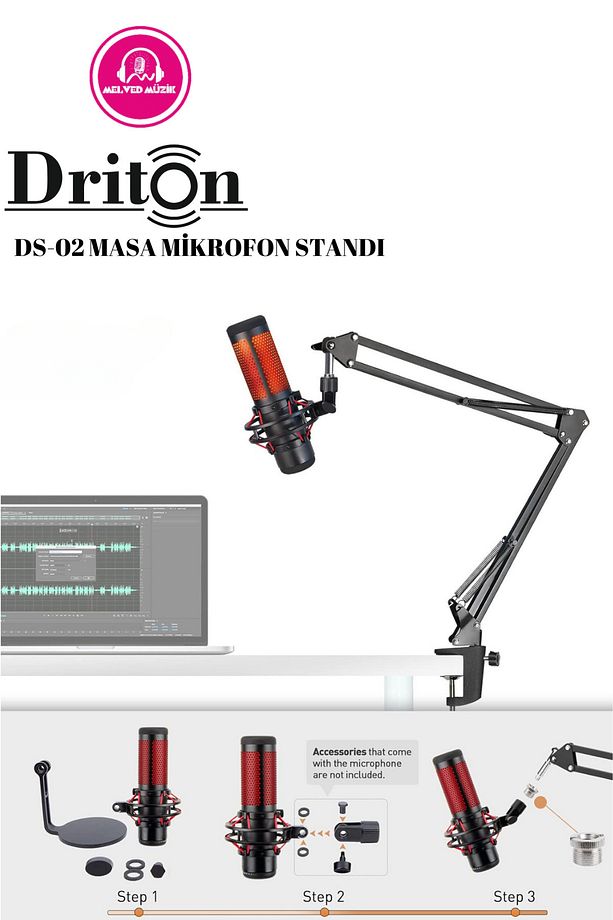 DS-02 PROFESYONEL KONDENSER MASA TİPİ MİKROFON STANDI - 7