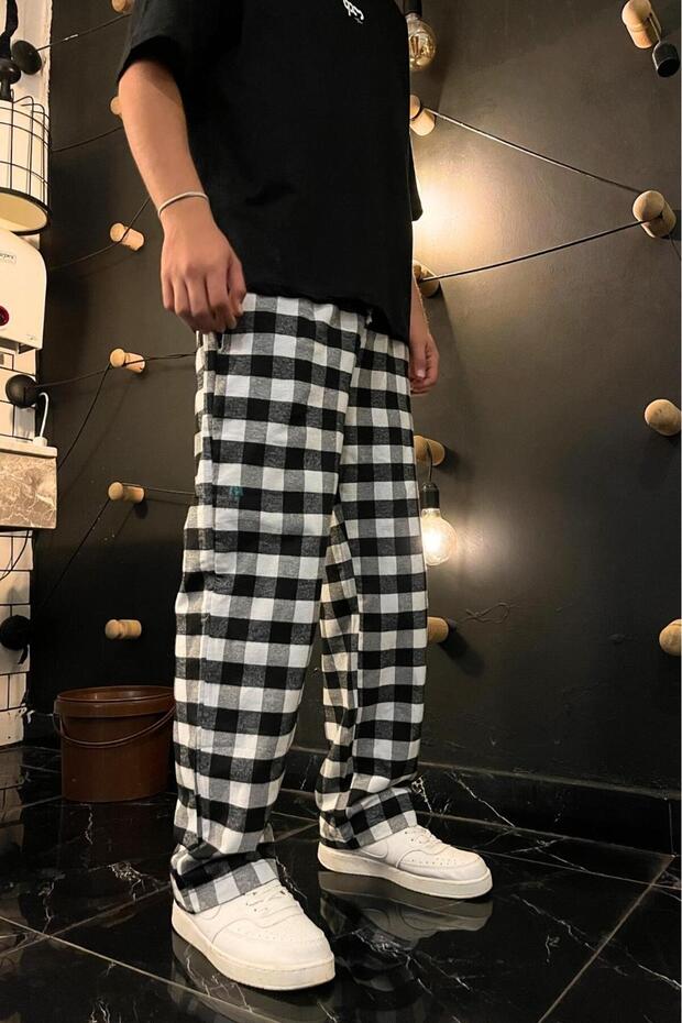 Kare Desenli Pijama Eşofman Altı - 2