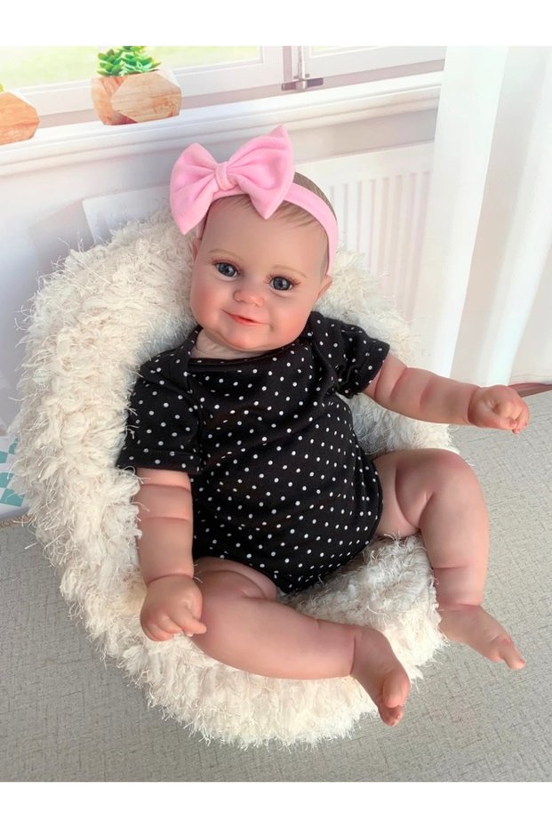 Cloth Body Doll 19Inch Already Finished Reborn Baby Doll Maddie Smile Girl Handmade 3D Skin Visible
