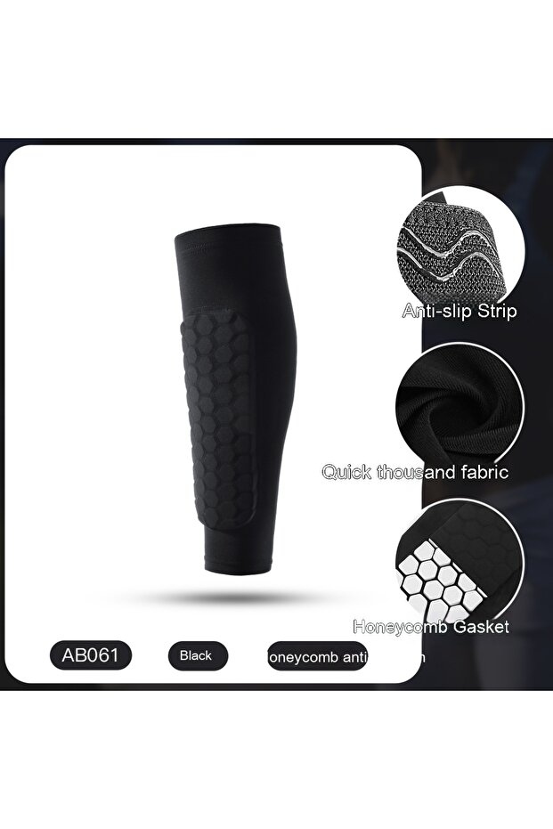 M black 1/2 Pcs Leg Sleeves Shin Guards Shockproof Honeycomb Nylon Support Sock Shin Protector Socce