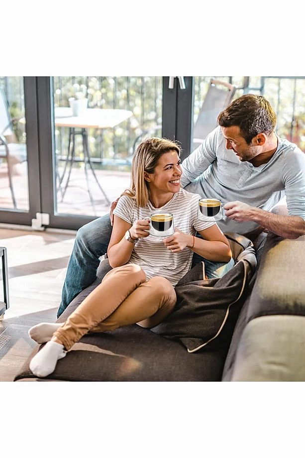 Goya 2 Adet Çift Yalıtımlı Sıcaklığı Koruma Özellikli Çift Cidarlı Kahve Espresso Bardak Kupa - 5