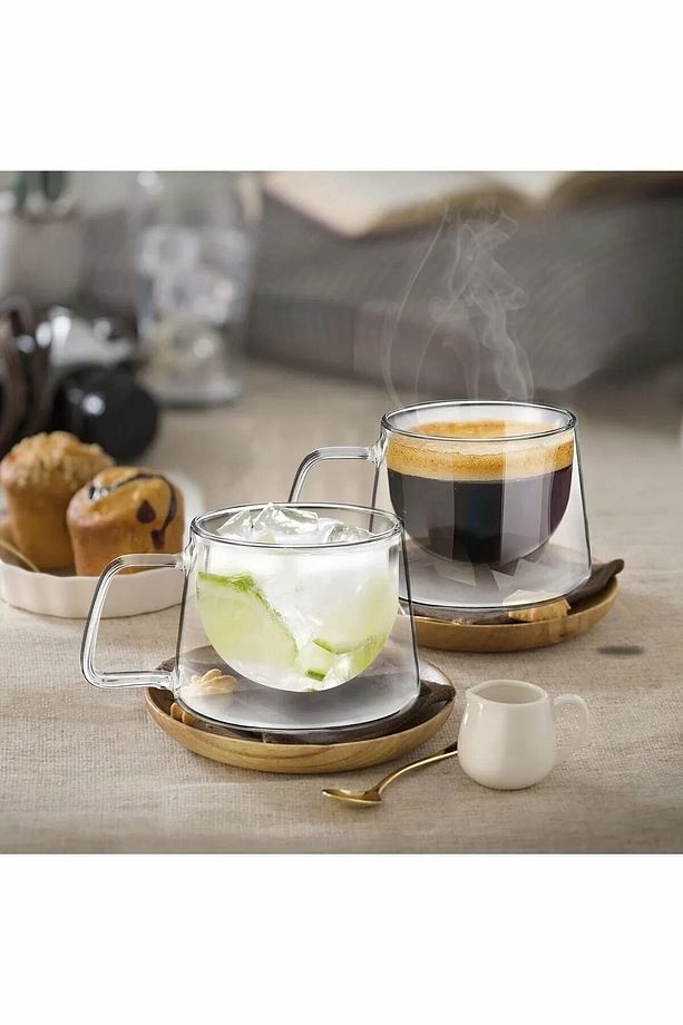 Goya 2 Adet Çift Yalıtımlı Sıcaklığı Koruma Özellikli Çift Cidarlı Kahve Espresso Bardak Kupa - 3