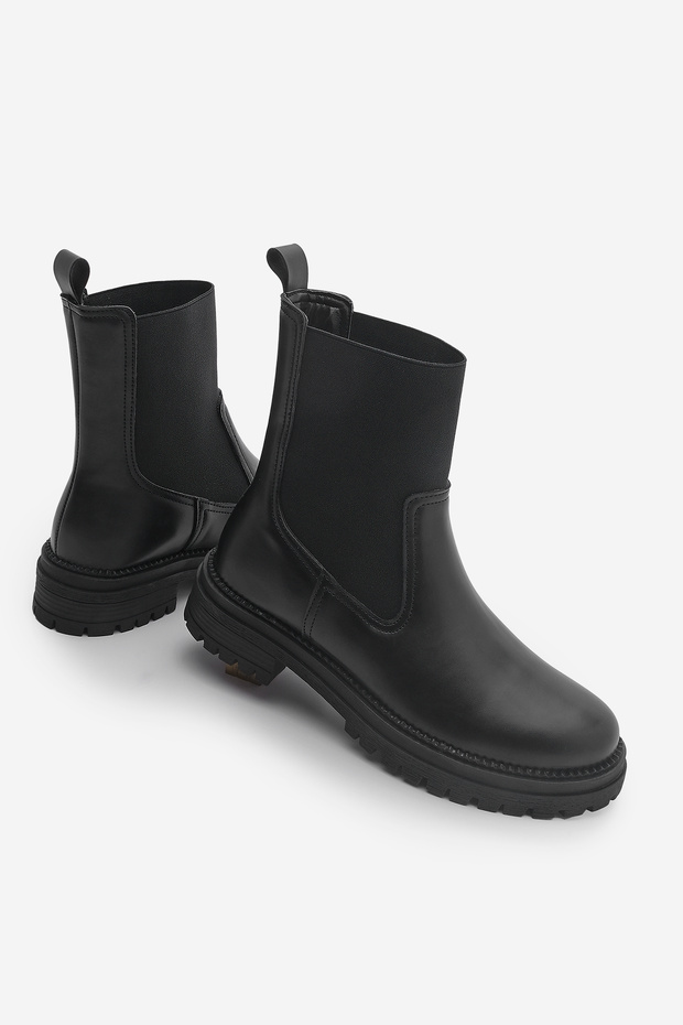 Women's Elastic Chelsea Casual Boots Marges Black
