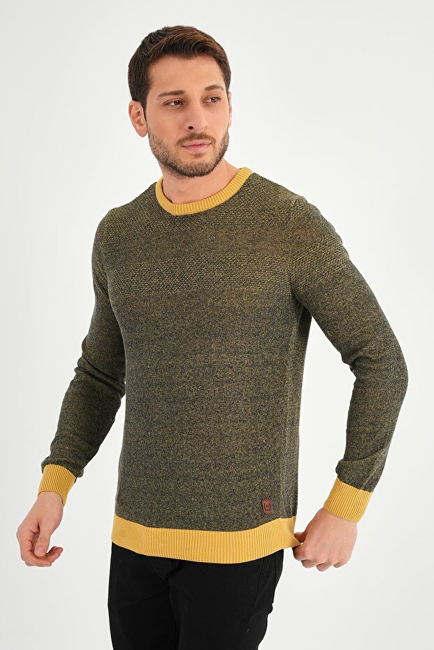 سترة منقوشة برقبة دائرية (E20-5122) - 4