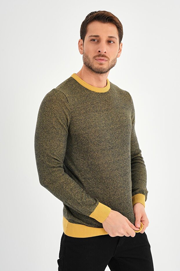 سترة منقوشة برقبة دائرية (E20-5122) - 3