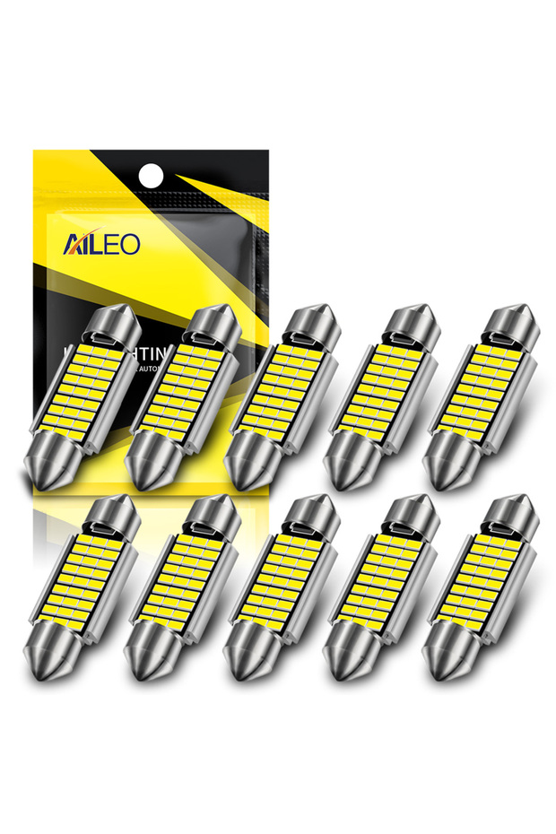 31mm 6000K AILEO 10PCS 31mm 36mm 39mm 42mm LED CANBUS C10W LED Bulb C5W 4014 Chip 12V Dome Lamp Car