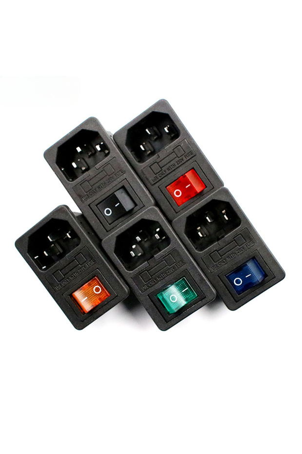 مع صمام أمان 10 أمبير! مفتاح هزاز أحمر منصهر بمقبس طاقة بمدخل IEC320 C14 موصل مفتاح صمام أمان قابس C... - 4