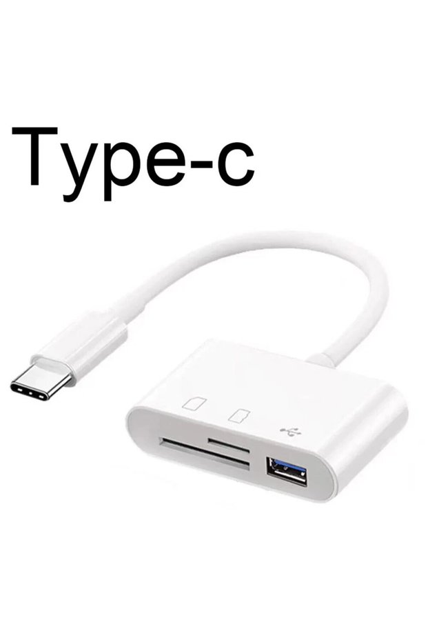 White 3 In 1 Adapter Type-C, Tf, Cf, Sd, Memory Card Reader, Recorder, Compact Flash Usb-C, Pro, ...