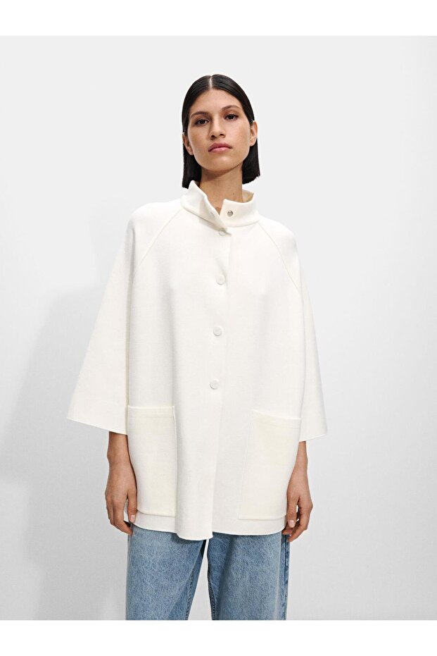 Düğmeli Örme Panço - 2