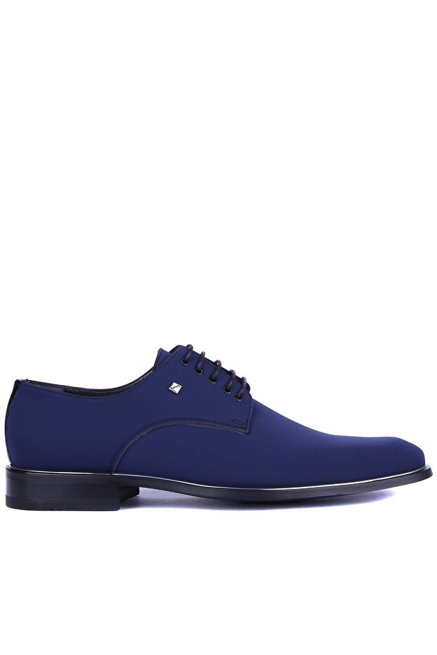 - Navy Blue Satin Genuine Leather Men's Classic Shoes 8003 - 6947