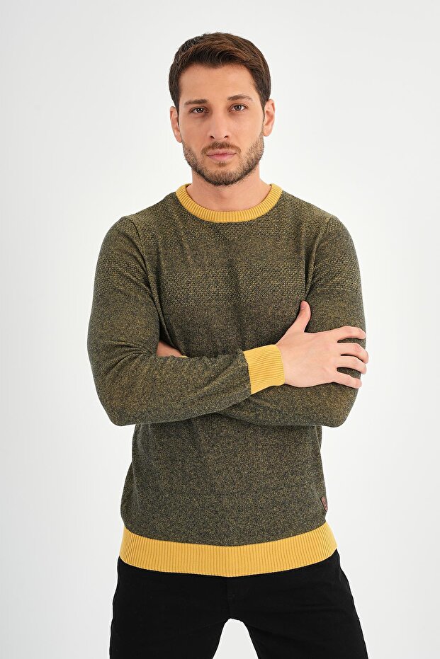 سترة منقوشة برقبة دائرية (E20-5122) - 5