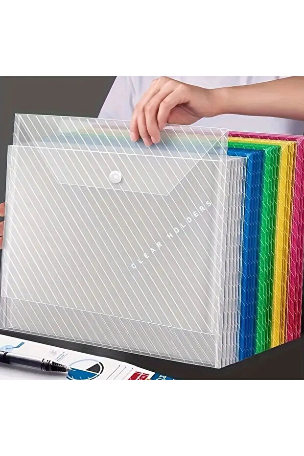 10 Pcs A4 Transparent File Bag Plastic Document Filing Storage Bag Student Organizer Information... - 1
