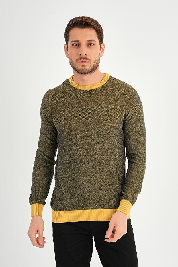 سترة منقوشة برقبة دائرية (E20-5122) - 2