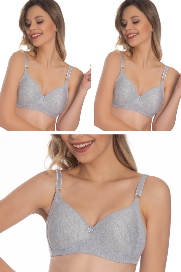 Set of 3 Underwire-Free Wire-Free Support-Free Sponge Gathering Bra 3051