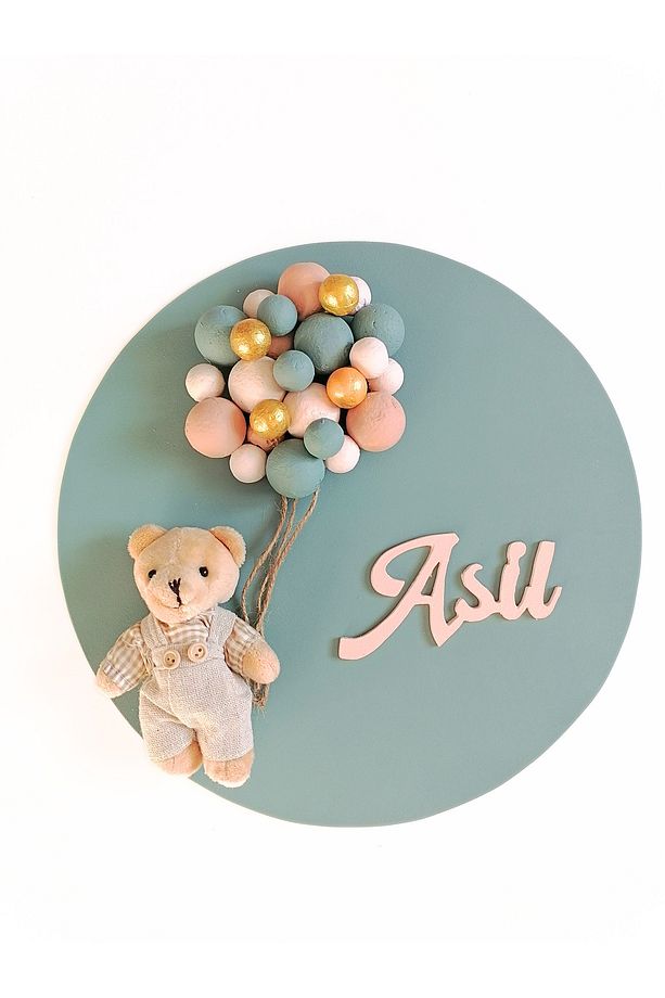 İsimli Bebek Kapı Süsü Ayıcıklı (30 CM) - 1