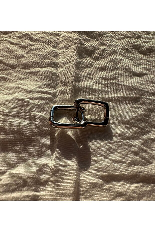 Silver Plated Rectangular Steel Earrings - 2