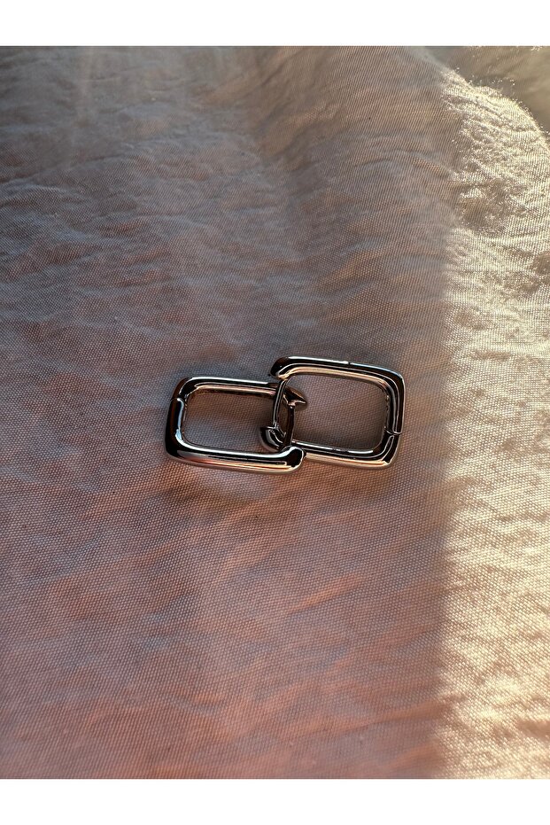 Silver Plated Rectangular Steel Earrings - 1